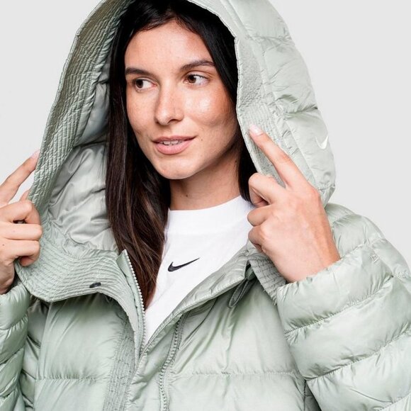 Nike Swoosh PrimaLoft Therma-FIT Oversized Hooded Puffer Crop Jacket, Women's L - Picture 16 of 16